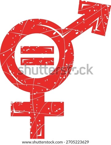 vector illustration red rubber stamp worn texture equality gender symbol