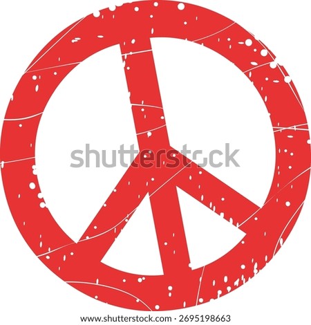 vector illustration red rubber worn stamp peace symbol concept