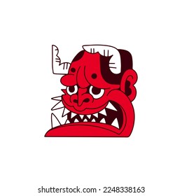 vector illustration of red samurai cartoon character