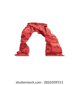 Vector Illustration of Red Sandstone Arch Formation Isolated on White Background for Travel Design
