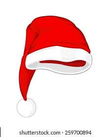 A vector illustration of a red Santa hat. Santa hat. Santa's hat for Christmas.