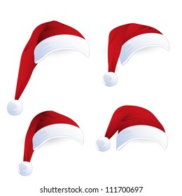 Vector Illustration of Red Santa Hats