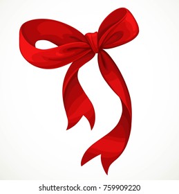 Vector illustration of red satin ribbon bow isolated on white background