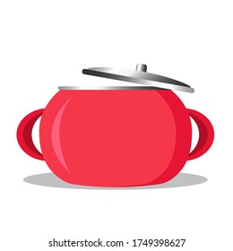 Vector illustration of a red saucepan isolated on a white background. Cookware