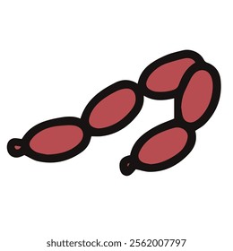 vector illustration of red sausages, isolated on white background