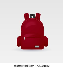 Vector illustration of red school Bag, Backpack, isolated on white background.