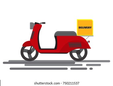 Vector illustration of red scooter for delivery