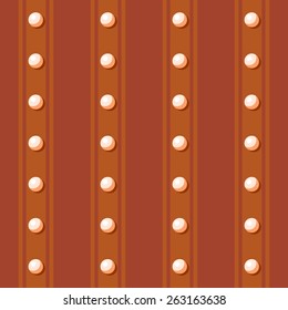 Vector illustration: red seamless background with brick stripes and pearl embroidery