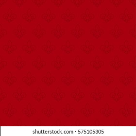 Vector illustration red seamless background with lily (fleur de lys) for print fabric or poster