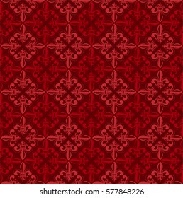 Vector illustration red seamless background with lily (fleur de lys) for print fabric or poster