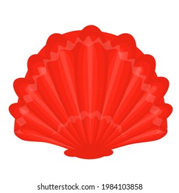 vector illustration of a red seashell isolated on a white background