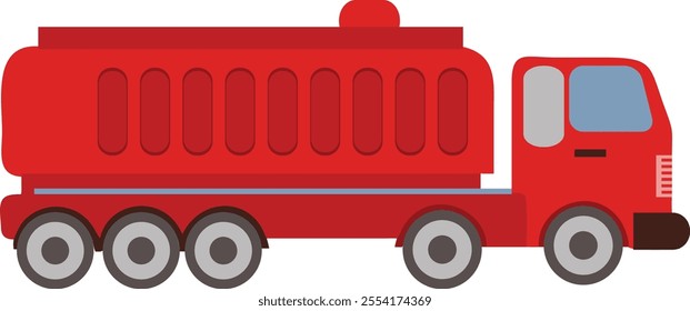 Vector Illustration Red Sewer truck 10 wheeler