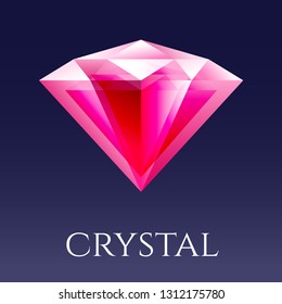 Vector illustration of red shine triangle crystal isolated. Ruby symbol for logo or design