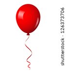 Vector illustration of red shiny balloon with ribbon