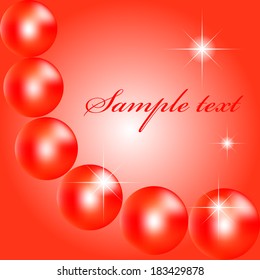 Vector illustration of Red shiny beads on a red background