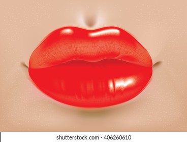 Vector illustration of red shiny sexy lips