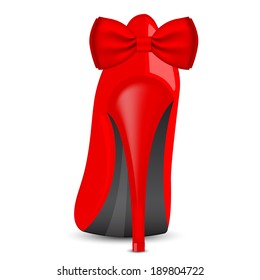 Vector illustration of red shoe with bow