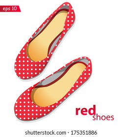 Vector illustration red shoes with polka dots for your design