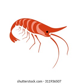 Vector illustration of red shrimp. Cooked shrimp. It can be used for restaurant menu.