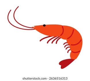 Vector illustration of red shrimp icon isolated on white background. Clipart image isolated on background.