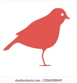 Vector illustration of a red silhouette bird . Isolated white background. Icon bird side view profile.