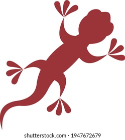 Vector illustration of red silhouette of a lizard