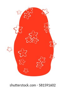 Vector illustration of a red silhouette Russian doll
