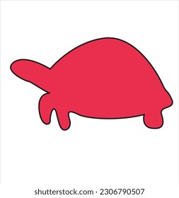 Vector illustration of a red silhouette turtle. Isolated white background. Icon turtle side view profile.