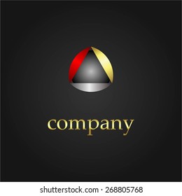 Vector illustration of Red - SILVER - gold figure on a black background.