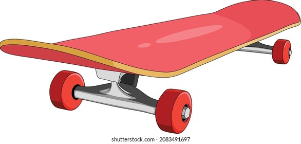 Vector illustration of red skateboard cartoon