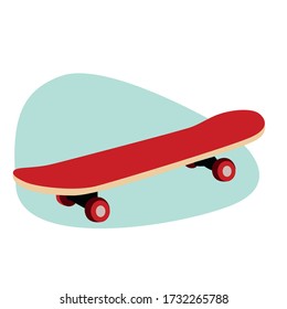 vector illustration. Red skateboard, fast transport, trip, car sharing, rental, light transport, travel, road, lifestyle, activity, sport