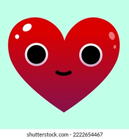 Vector illustration of a red smiling heart. 