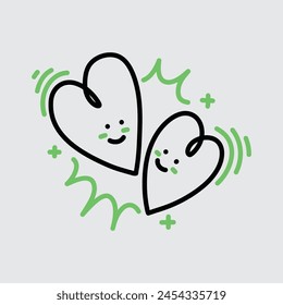 Vector illustration of red smiling heart on white background. Art design for Valentine's Day greetings and card, web, banner, poster, flyer, brochure, print.