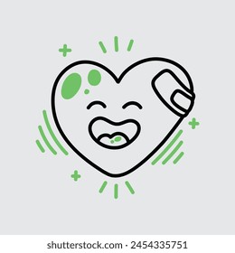 Vector illustration of red smiling heart on white background. Art design for Valentine's Day greetings and card, web, banner, poster, flyer, brochure, print.