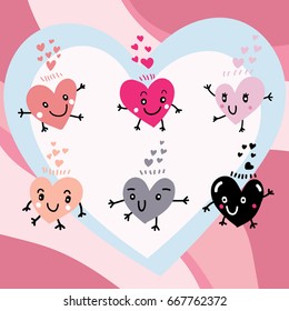 Vector illustration of red smiling heart on background. Art design for Valentine's Day greetings and card, web, banner, poster, flyer, brochure, print.
