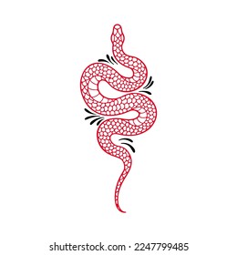 vector illustration of a red snake