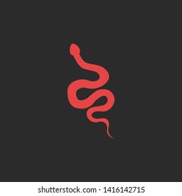 Vector illustration of a red snake on a black background