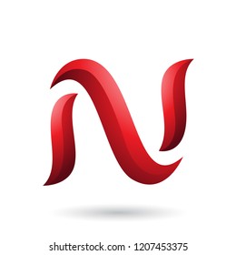 Vector Illustration of Red Snake Shaped Letter N isolated on a White Background
