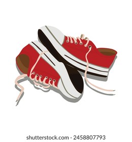 Vector  Illustration of Red Sneakers Shoe