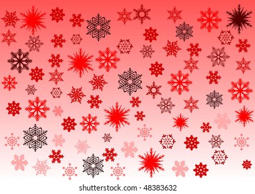 Vector illustration of red snowflakes background