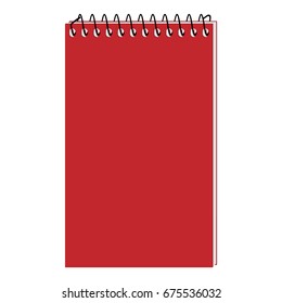 Vector illustration of red spiral notepad, diary, notebook or personal organizer. Closed notebook. Red notebook cover