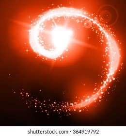 Vector illustration of red spiral star trail vector background. 