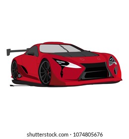Vector illustration of red sports car on white background