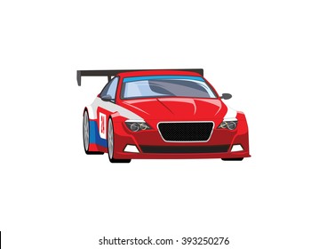 Vector illustration of red sports car on white background