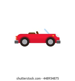 Vector Illustration Red Sports Convertible Flat Style On White Background Isolated