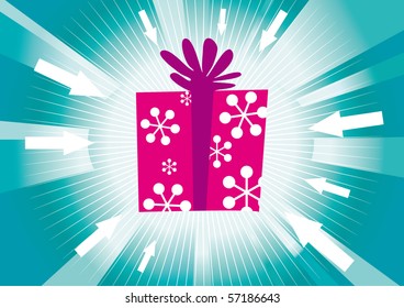 Vector illustration of red square present box