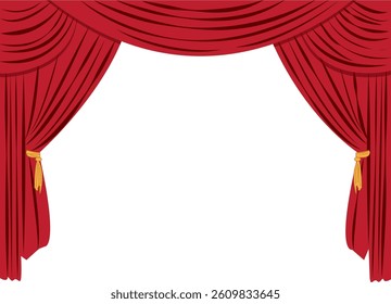Vector illustration of red stage curtains isolated. open red theater curtains for show advertisement