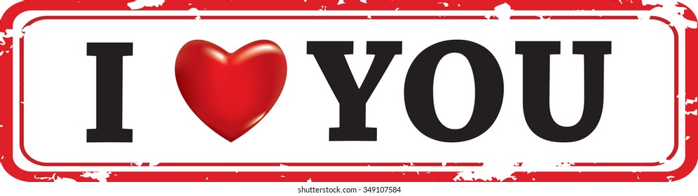 Vector illustration of red stamp with the image of heart. Concept of love 