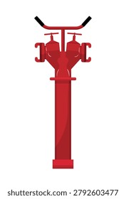 Vector illustration of a red standpipe fire hydrant stand column. Flat isolated cartoon object for firefighting water supply connection.