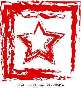 Vector illustration of Red star, red background. Abstraction